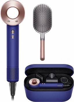 Фен Dyson Supersonic hd07 vinca blue rose с 5 насадками в чехле и расческами